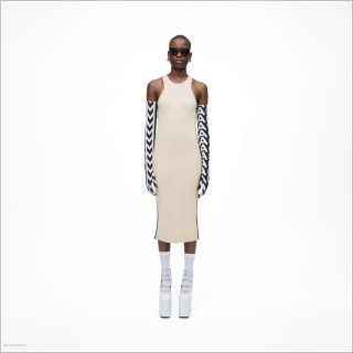 IVORY/BLACK MARCDOWN/View All Marcdown/The Logo Racer Dress