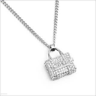 SILVER/CRYSTAL Jewelry/View All Jewelry/The Pave Tote Bag Necklace