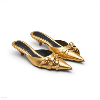 SHINY GOLD SHOES/View All Shoes/The Emma Kitten Heel