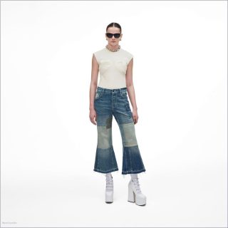 INDIGO MULTI MARCDOWN/View All Marcdown/Patchwork Denim Cropped Flare Jean