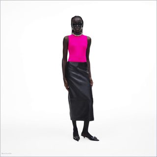 BLACK Ready To Wear/View All Ready To Wear/Leather Slim Skirt