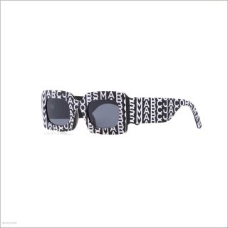 BLACK/WHITE The Monogram Rectangular Sunglasses